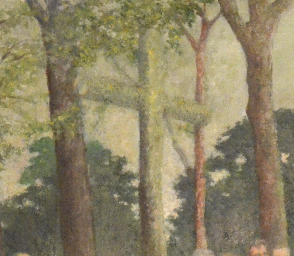 Detail of a rough wooden cross in Thomas J Crosby's painting of the Second Founding of the University of the South