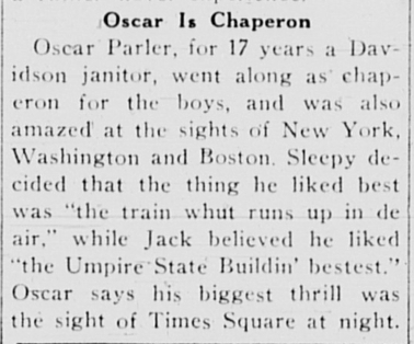 Newspaper clipping featuring Oscar Parler